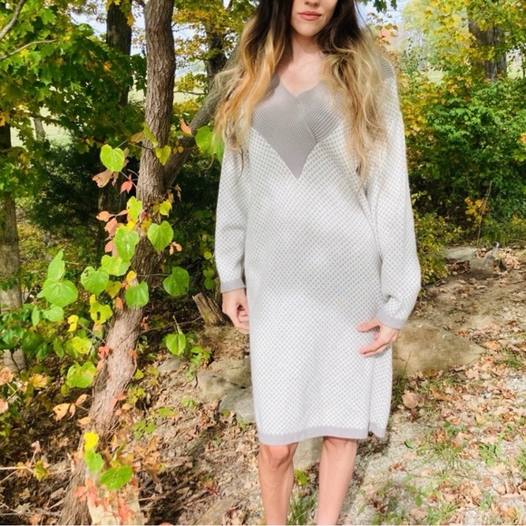 Vintage Dresses & Skirts - Vintage 1980s Cozy Grey Sweater Dress